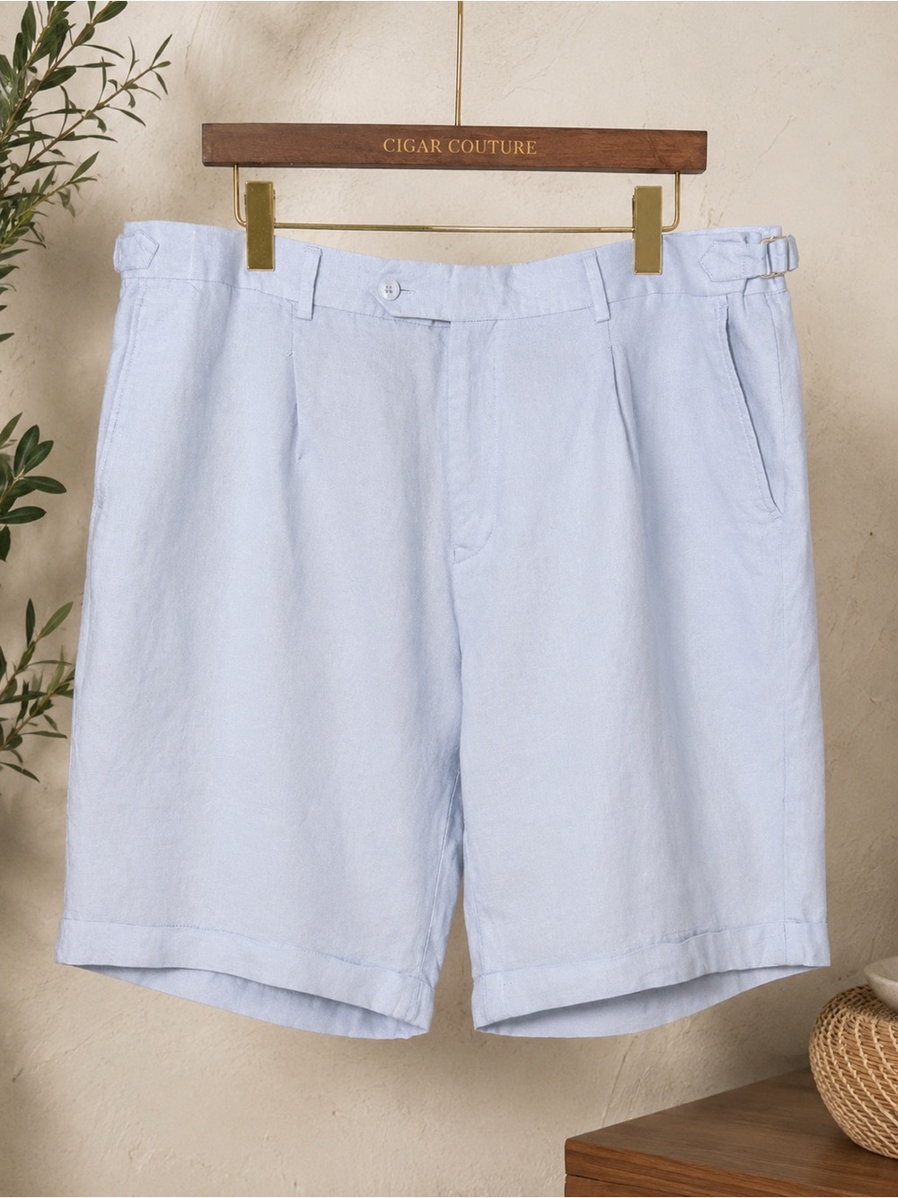 Cigar Couture Men’s Blue Linen Bermuda Shorts Sz 40 Quiet Luxury Resort